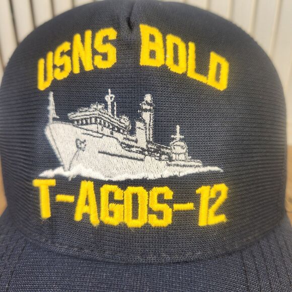 VTG USNS Bold T-AGOS-12 Navy Ship Snapback Hat Cap New England Cap Co USA Made - Picture 3 of 10
